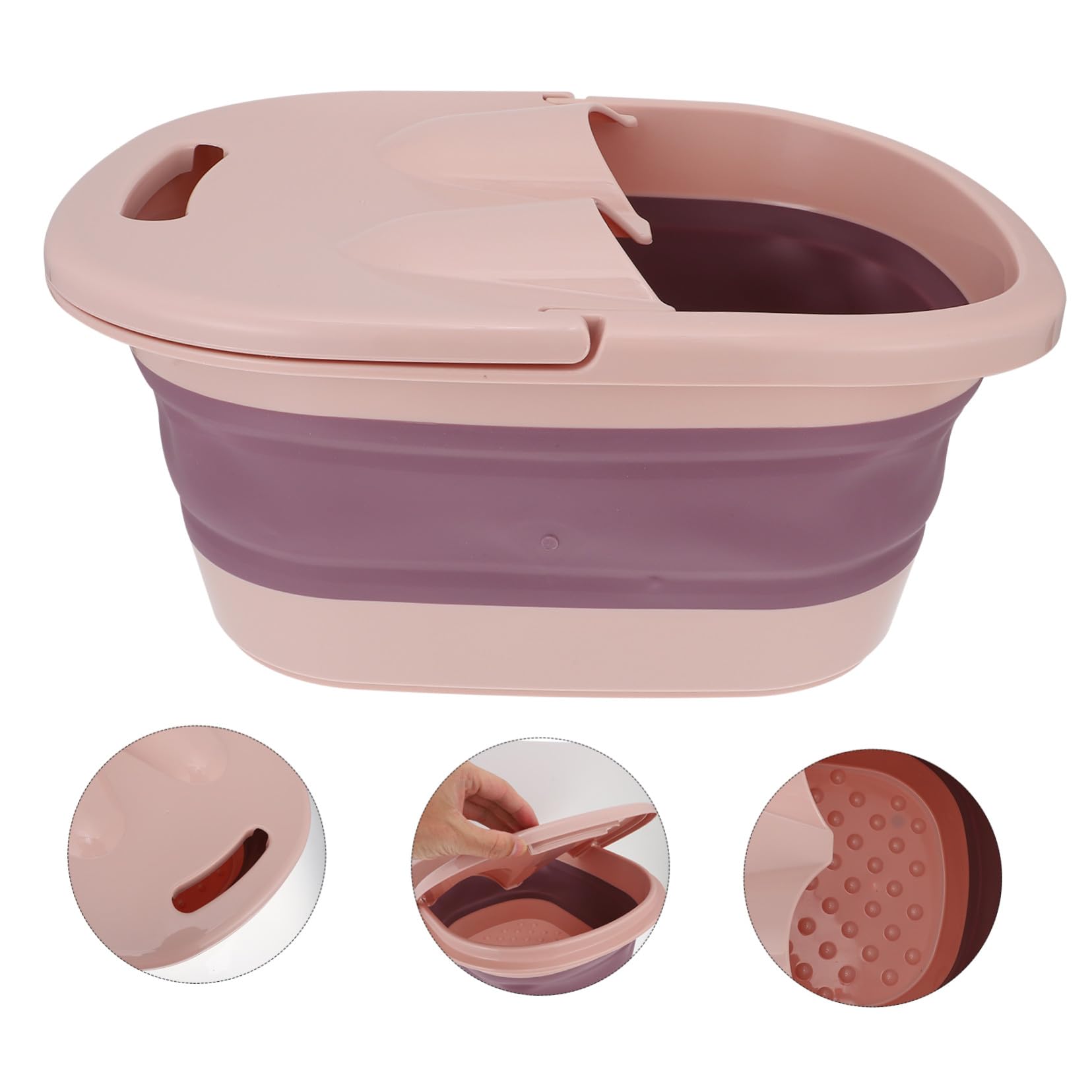 Lavabo para Pies Plegable para Hogar y Viaje, Cubeta Rosa