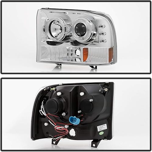 Miniatura 2 de ACANII - Para 1999-2004 Ford F250 F350 F450 SuperDuty Excursion LED Halo Chrome Housing Proyector Faros Faros Faros