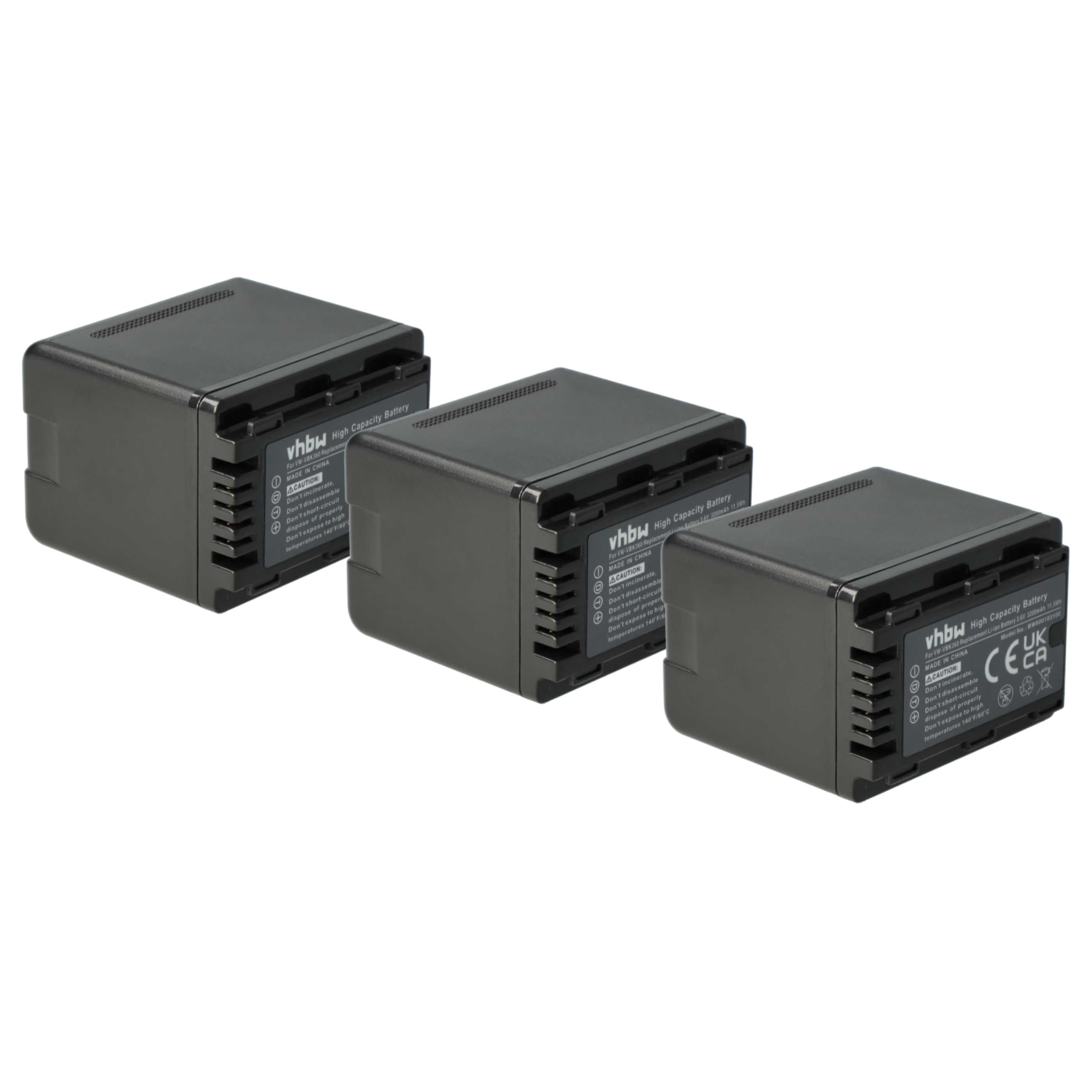 EXTENSILO 3X Akku Für Panasonic VW-VBJ10 / VW-VBJ10E – 1000mAh, 3,7V Li-Ion, Ersatzakkus Für Kamera