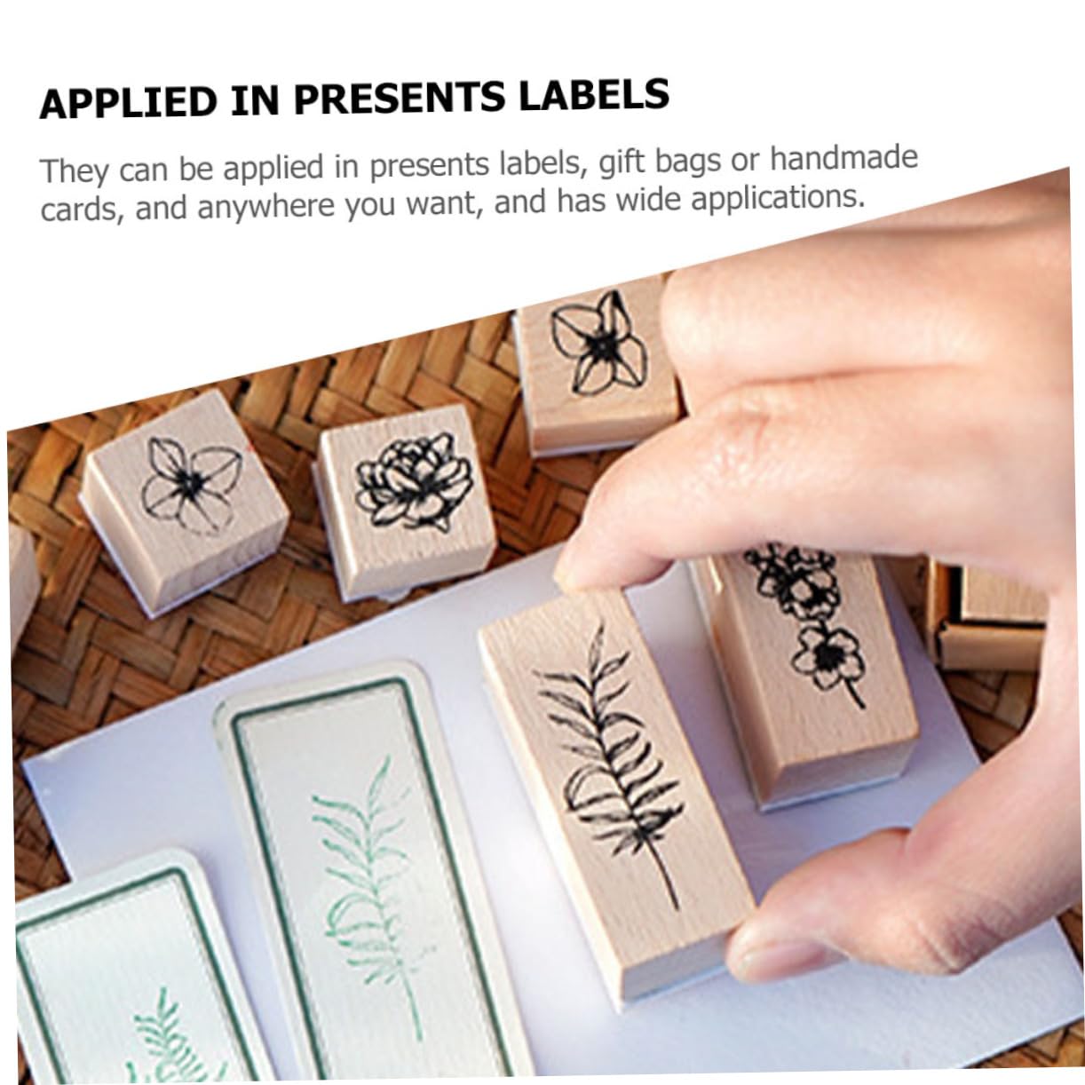 DOITOOL 4 Sätze Pflanzensiegelsatz Mini-stempel Pads Stempeln Scrapbooking-stempel Kleine Briefmarken Benutzerdefinierte Briefmarken Zeitschriftenstempel Für Journaling-zubehör Hölzern