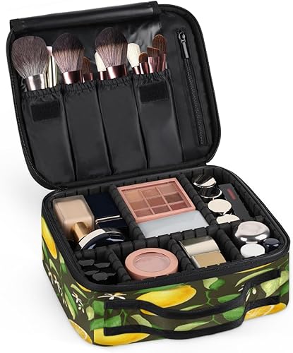 Miniatura 7 de Bolsa de maquillaje de viaje para mujer, grande, cuadrada, portátil, profesional, de tren de coqueta, estuche para cosméticos con asa, deliciosos