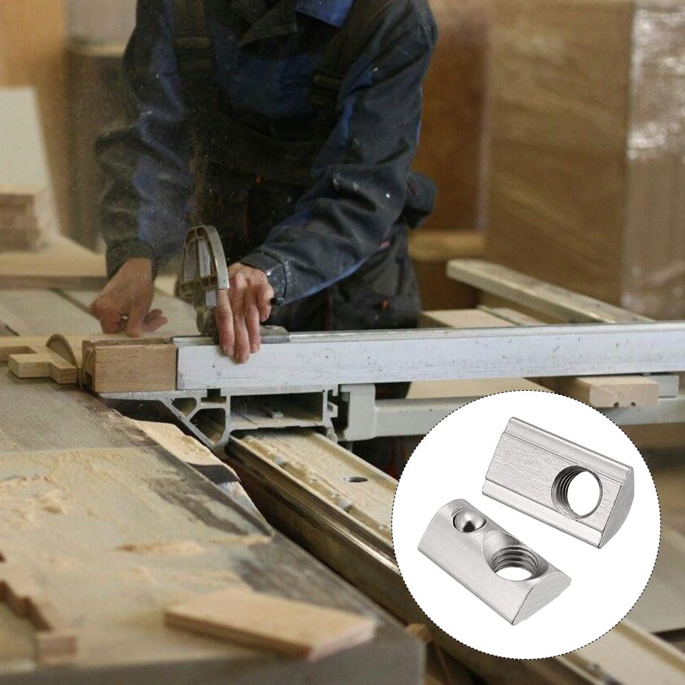 Pack of 40 T-Slot Nuts M8 with Centring Ball Nut, T Nuts Screw Set, Sliding Nut with Spring Ball, Carbon Steel Sliding Nut with Spring Ball, T Slot Blocks Set for Aluminium Profile Extrusion Slot