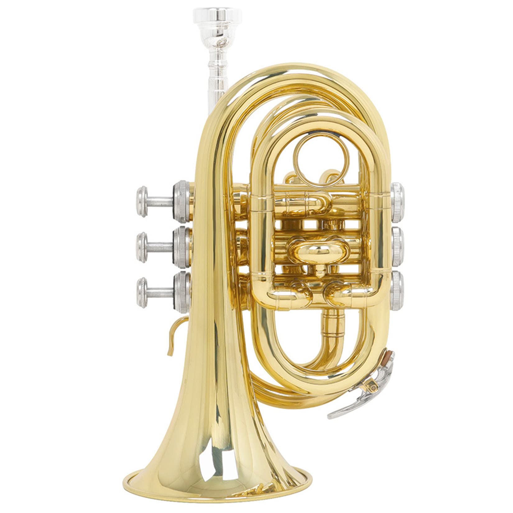EB Pocket Trumpet In E Flat - Brass Finish, Full Kit With Case, Ideal For Beginners & Students