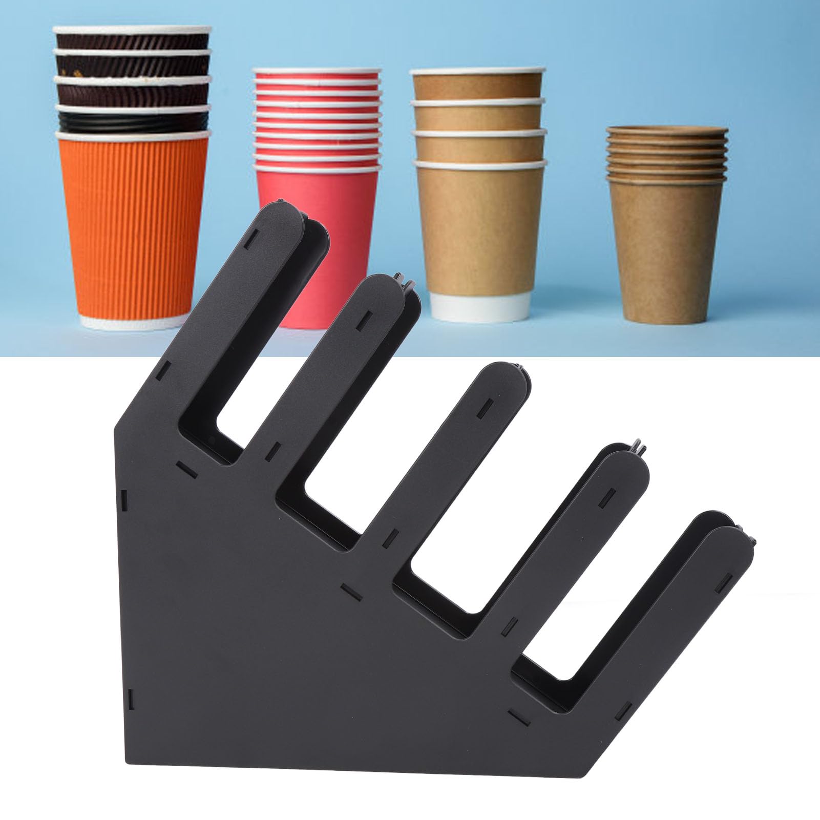 Vvikizy Acrylic Coffee Cup Storage Holder, Paper Cup Dispenser Coffee Shop Cup Organizer Beverage Cup Organizer for Kitchen Breakroom (Angled)