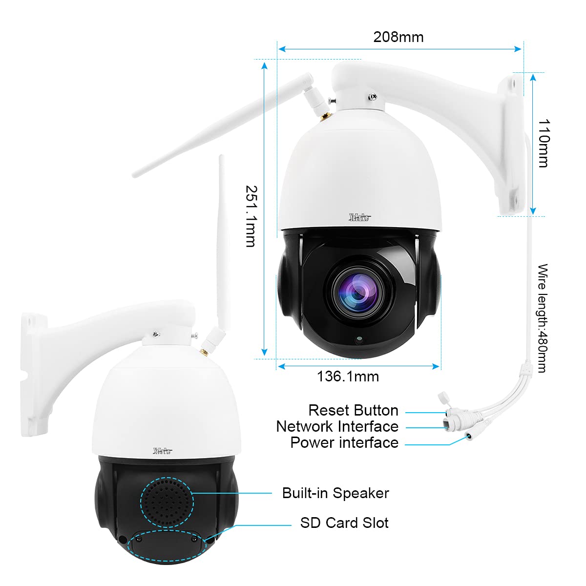 [2021 Updated] YoluKe 5MP PTZ Outdoor IP WiFi Camera 20X Optical Zoom