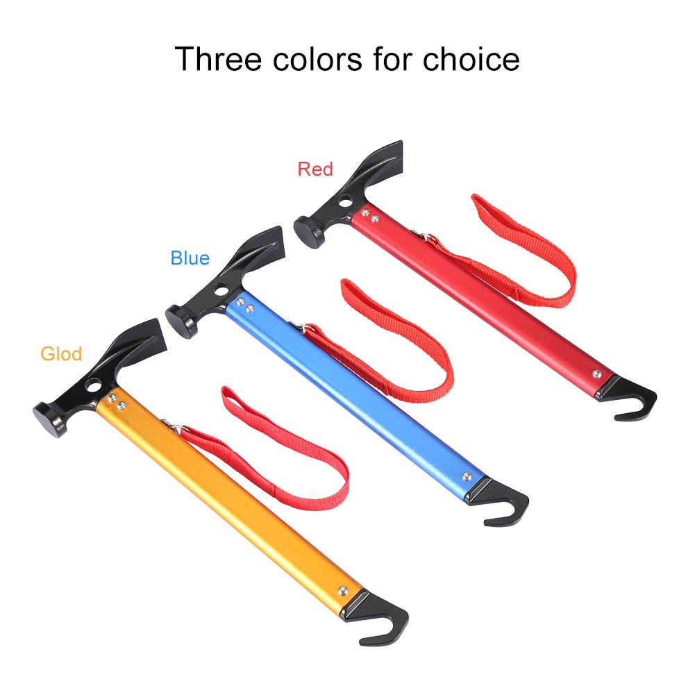 Yosoo Maillet Marteau pour Piquet De Tente Extracteur Outil Multifonctionnel Accessoire Tente pour Camping Randonnée (Couleur : Bleu)