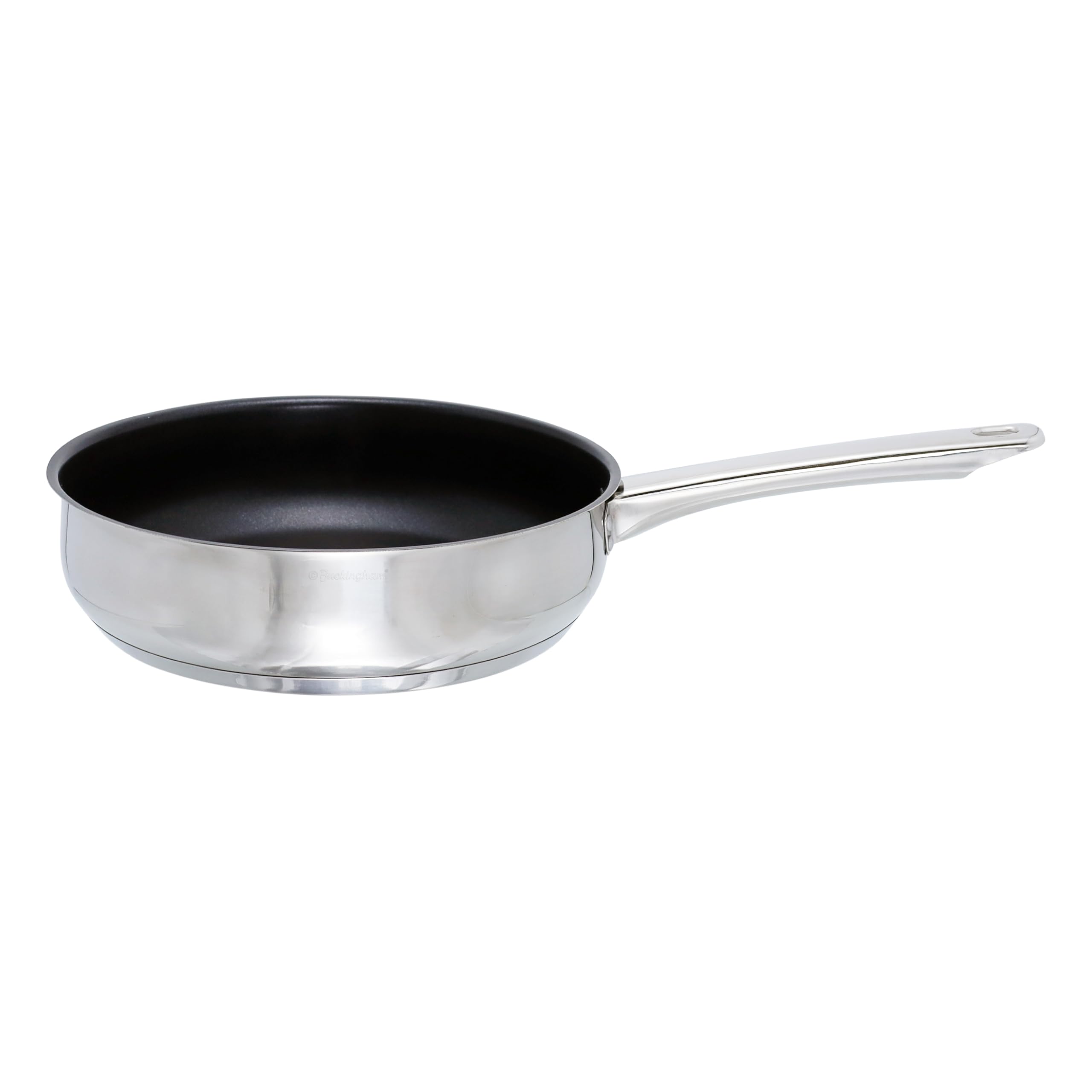 Buckingham Stainless Steel Deep Frying Pan With Ilag Ultimate 3 Layer Non-Stick Coating Hollow Handle Induction Hob Compatible Professional Grade Cookware 24 Cm 2.7 Litres