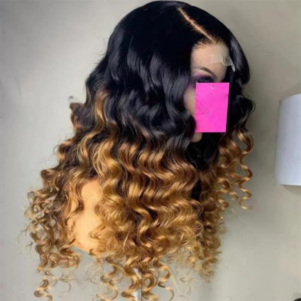 Haarpflege 26" 180 Density Ombre Blonde Deep Wave 13X4X1 Lace Front Perücke Für Frauen Vorgezupft Ohne Kleber
