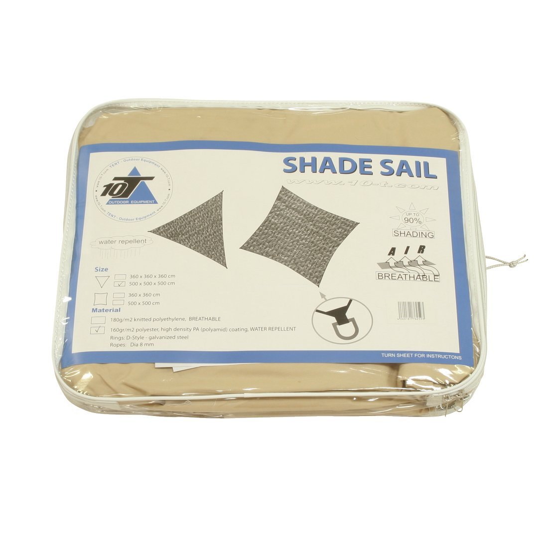 10T Wilson Sonnensegel dreieckig wasserdicht 5m - UV80+ Schutz, Robustes Tarp mit einfacher Montage - Sonnenschutz für Garten und Camping