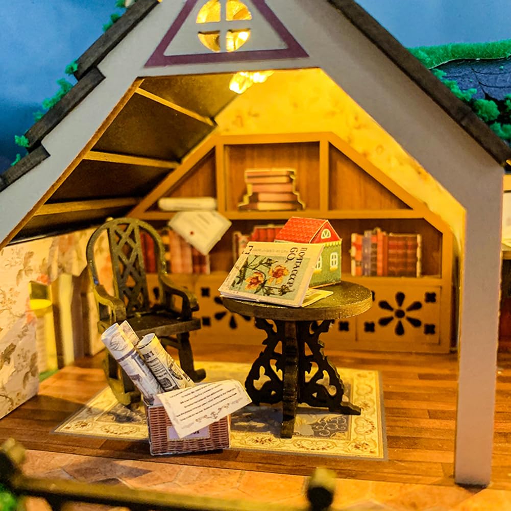 DIY Miniatur Puppenhaus Kit Multi Loft Haus Holz Miniaturen Haus Handwerk DIY Modellbausätze Weihnachten Geburtstag Geschenke für Männer und Frauen Freund (mit Staubschutz)