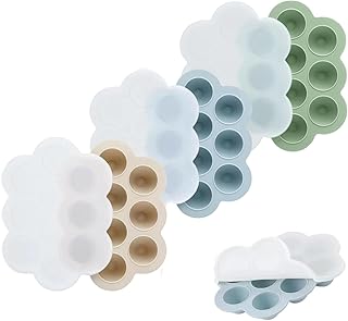 PandaEar 3 Pack Baby Silicone Freezer Tray with Lids, Silicone Baby Food Storage Container for Homemade Baby Food, Fruit Purees, Vegetable and Breast Milk(Blue/Green/Meat)