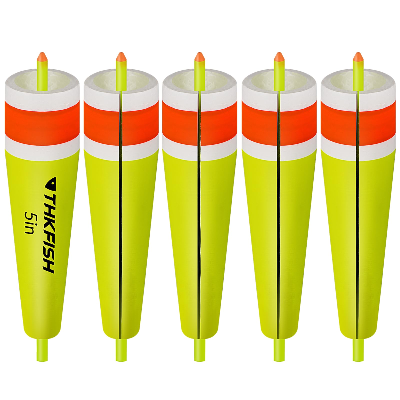 Fishing Bobbers Slotted, Weighted Fishing Floats, Bobbers for Fishing whith Glow Sticks, Fishing Corks, Fishing Bobbers Floats for Bluegill Panfish Trout Catfish Bass, 5PCS,3in,4in,5in (Orange, 4in)