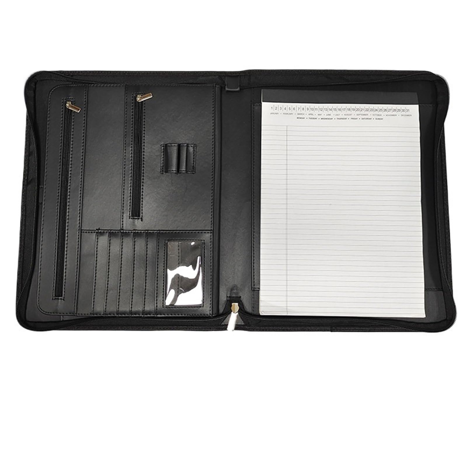 Portadocumenti in pelle, Portadocumenti in pelle PU for documenti aziendali Nero Marrone 280x345 mm(Black with book)