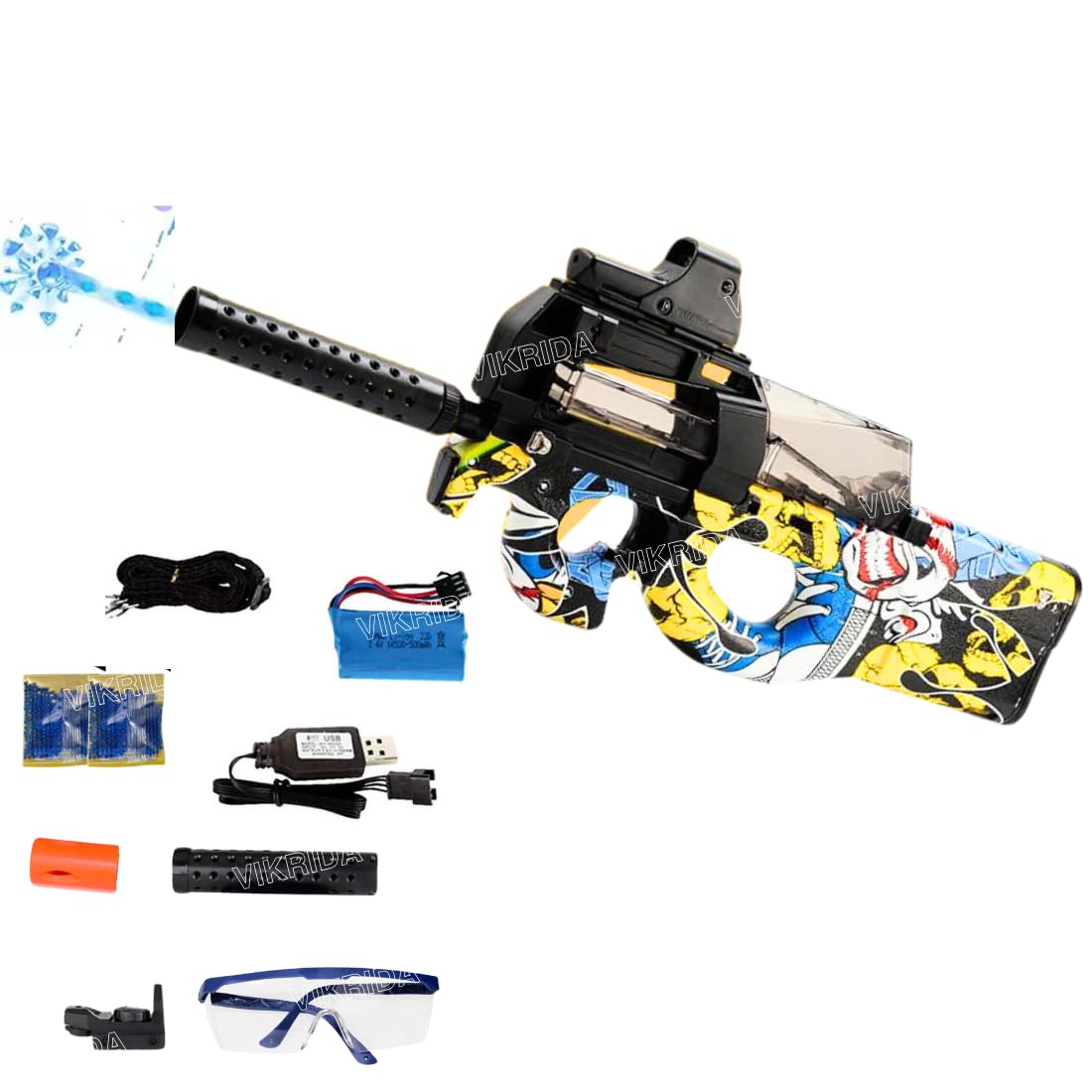 VikriDA Small Balls Gun & Foam Blaster for Outdoor Activities Shooting Time with Small Balls for Adult Original Airsoft Gun Automatic - P90 Round Small Balls Blaster Gun (B0D49M1X7D) Amazon Price History, Amazon Price Tracker