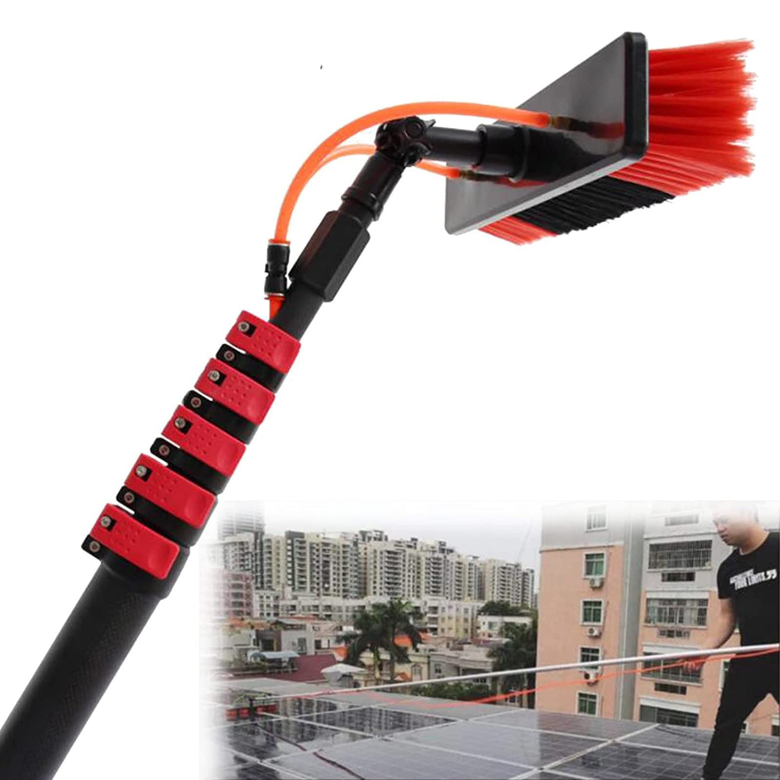 Brosse de nettoyage de panneau solaire télescopique en aluminium pour lavage de vitre