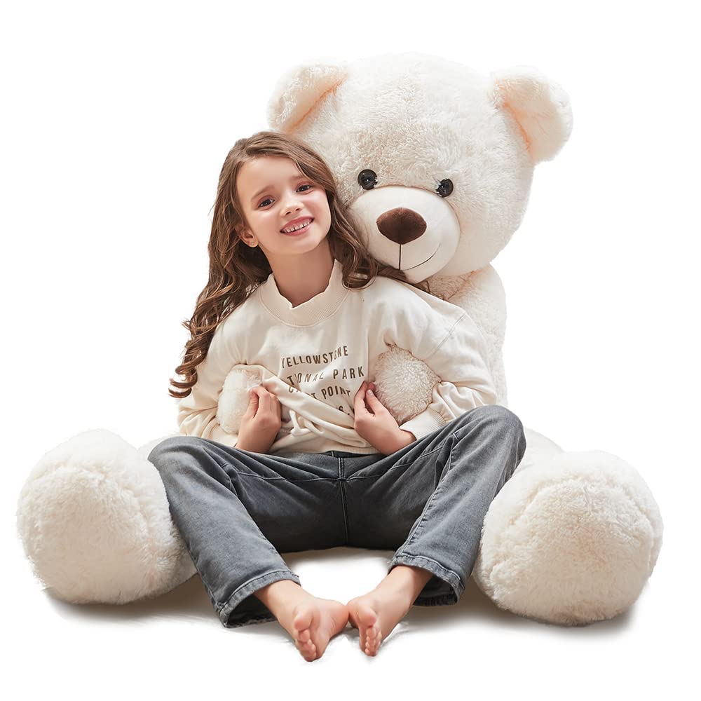 MorisMos Oso de Peluche Gigante XXL 120cm, Marfil Animales de Peluche Juguete Oso Grande, Osito Teddy Bear Suave, Kawaii Regalos para Niñas, Bebé, Madres, Dia de la Madre Cumpleaños