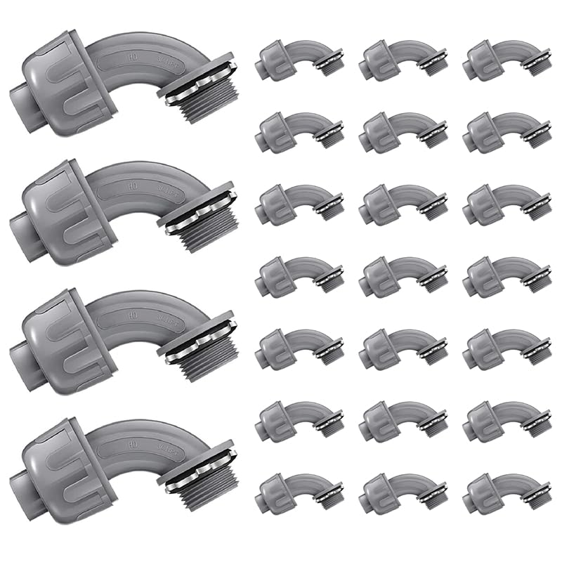 Wiring Connecting Terminals - Liquid Tight Connector 3/4 Inch Non Metallic Flex Electrical Conduit Fittings Electrical Conduit Connector Fitting Replacement - (Color: Grey)