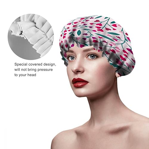 Miniatura 10 de Ceutoiy Gorro de ducha impermeable Bulldog Francés Gorros de Ducha de Dibujos Animados Divertidos Perro Cachorro Hueso Pata Comida