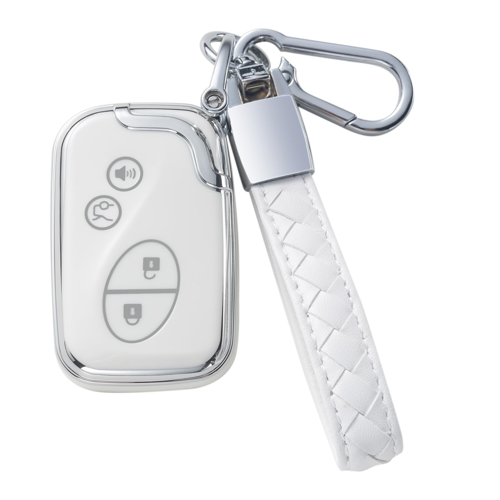 Compatible with Jeep Key Fob Cover with Leather Lanyard