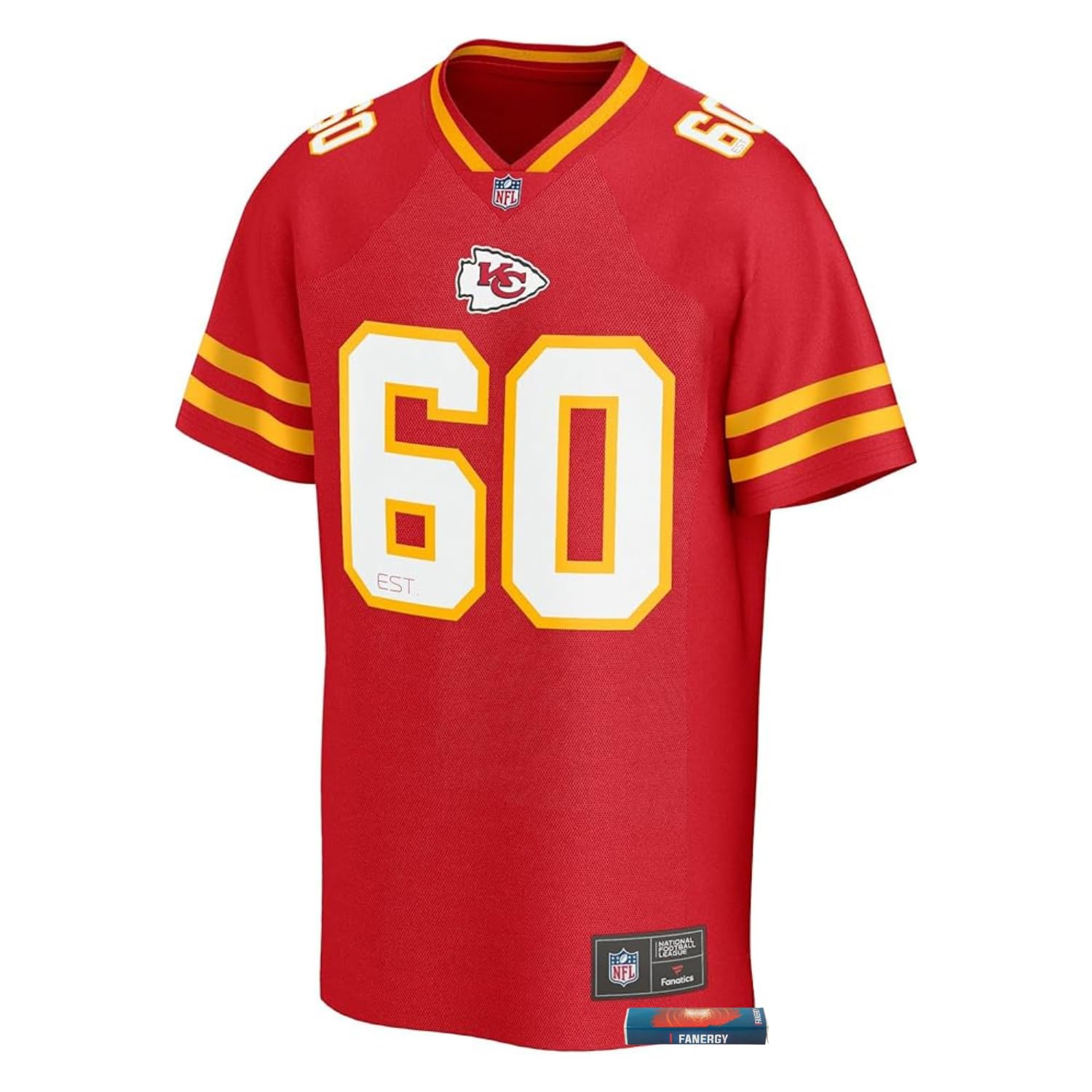 Kansas City Chiefs Trikot – Offizieller NFL Fanartikel – Beiges Jersey mit Chiefs-Logo & #60 – atmungsaktives & bequemes Material