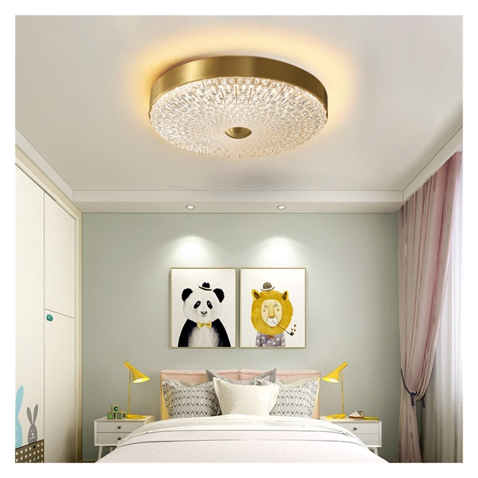 Lampa sufitowa Wszystkie miedziane lampy sufitowe LED nowoczesna okrągła lampa do sypialni prosta czysta miedź restauracja przejście balkonowe lampy plafony (rozmiar: 50 cm)