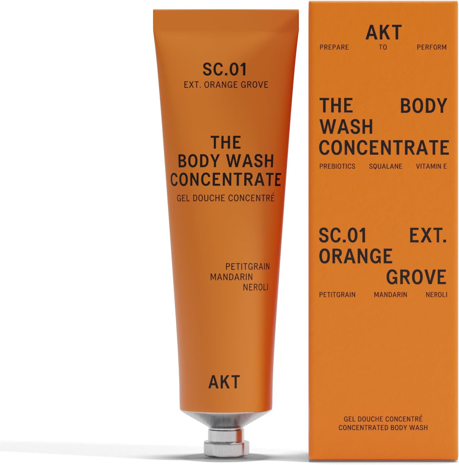 AKT The Body Wash Concentrate 3.4 Fl Oz, Natural Shower Gel with Skin-Balancing Prebiotics, Body Wash Women & Men, with Olive Squalane & Vitamin E, Sc.01 Orange Grove, All Genders