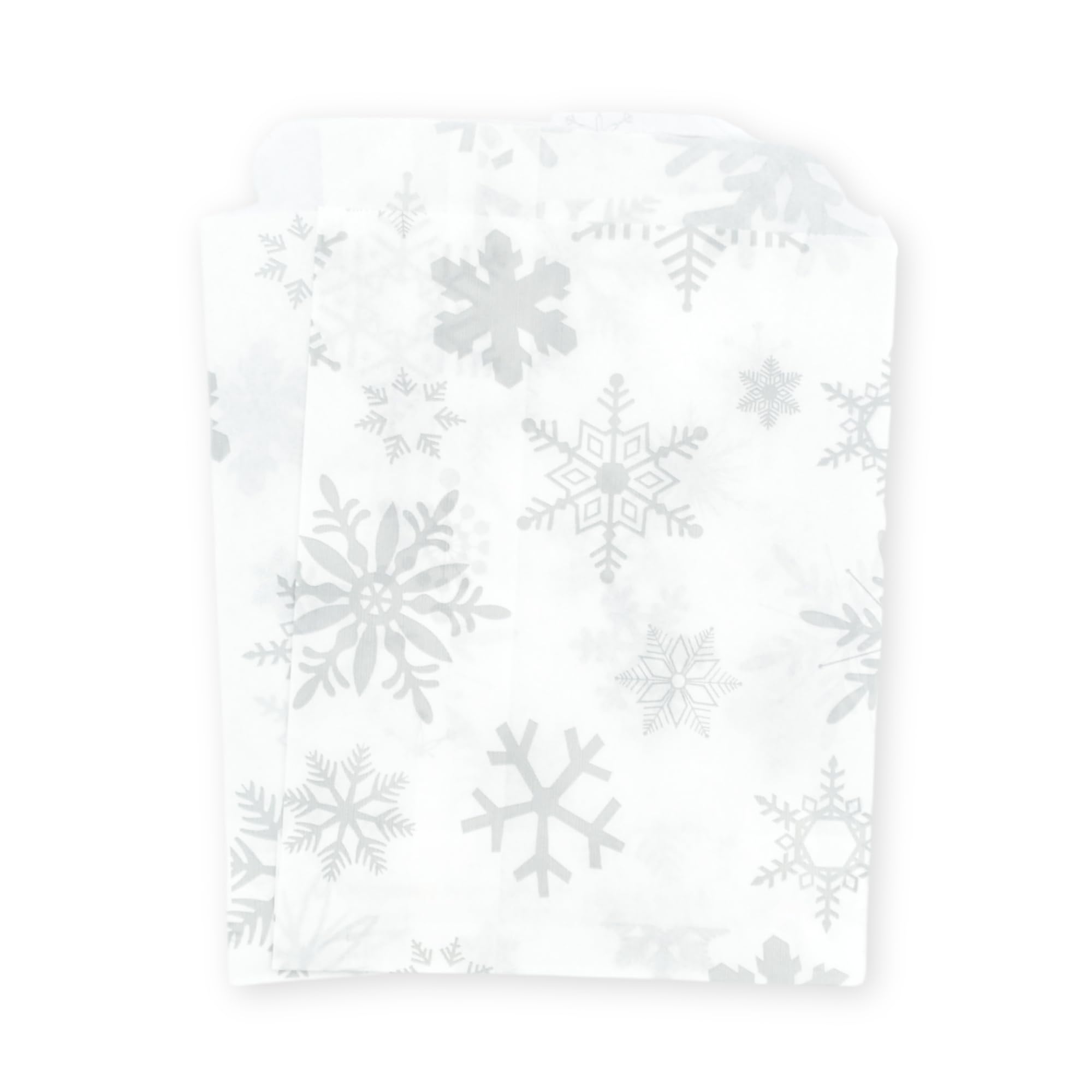 celloexpress 7" x 9" Snowflake Silver Paper Sweet Bags - Patterned Classic Confectionery Gift Shop Goodie Party Bags (Pack of 100) — image 1