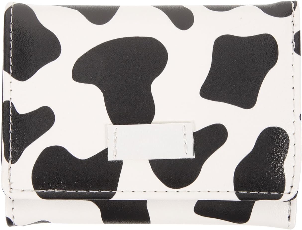 Cow Print Wallet Kawaii Wallet PU Tri- Folded Cow Print Purse Cute Wallets for Women Teen Girls, Assorted Color, 10.7X8.3CM