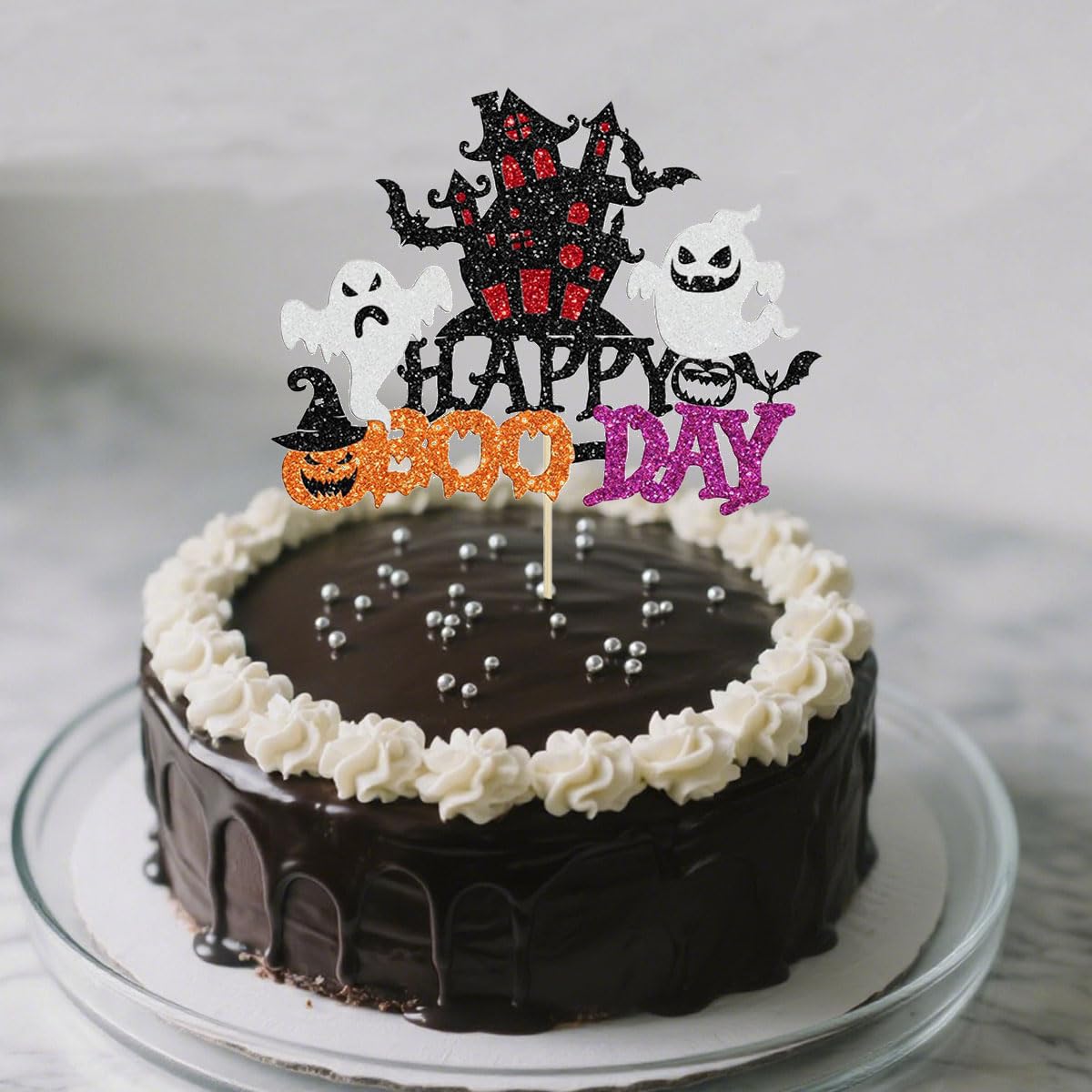 Schwarzer Glitzer Hexenbesen Kuchen-Topper – Halloween Deko Für Geburtstag & Parties