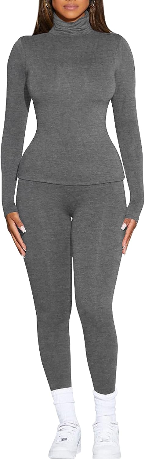 VASAUGE Women's Thermal Underwear Turtleneck Long Johns Base Layer Cold Weather Sets