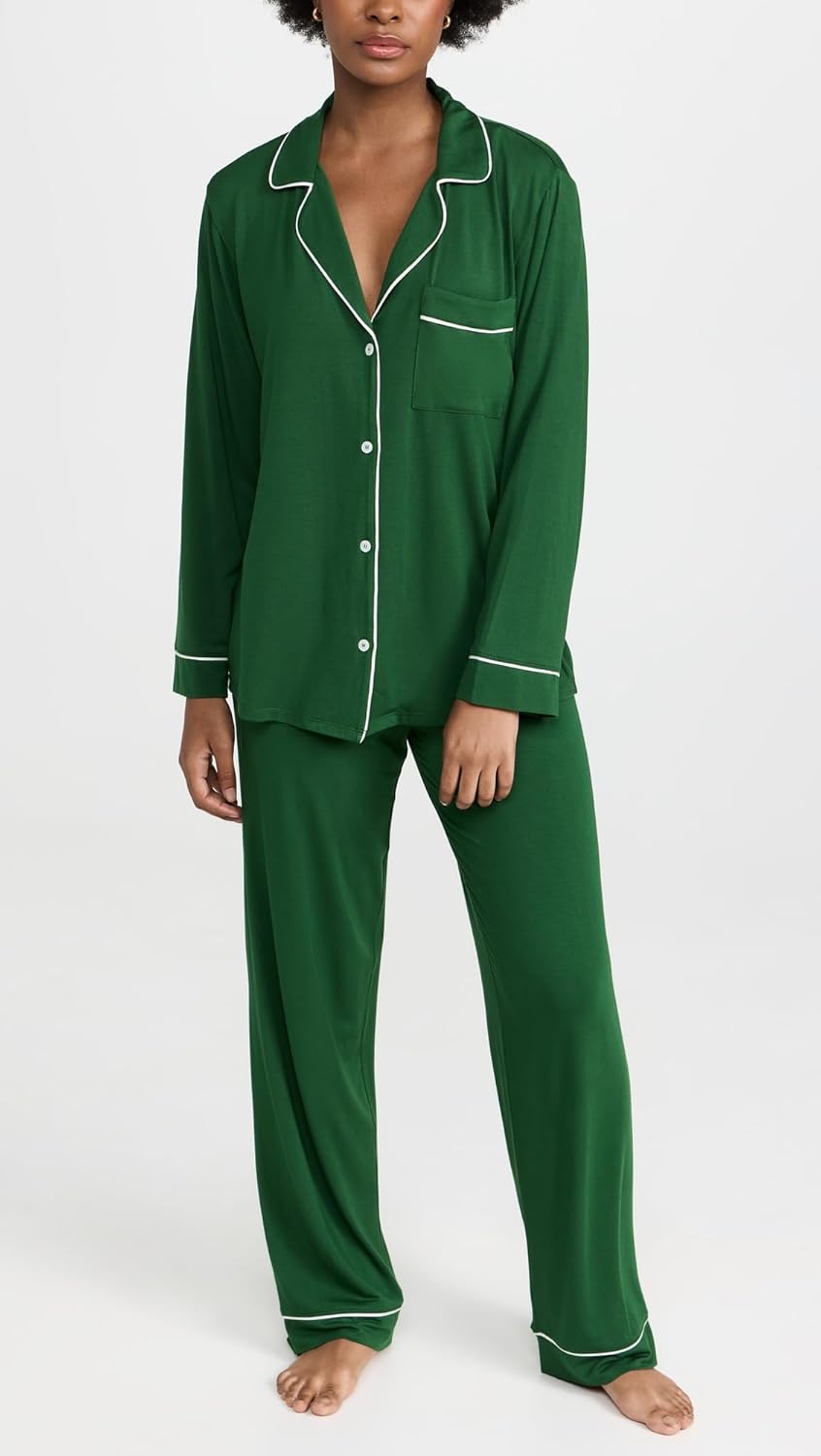 Eberjey Women's Gisele PJ Set X-Small Forest Green/Ivory