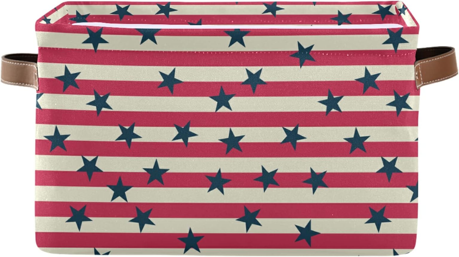 Bolaz Large Storage Basket American Flag Stars Foldable Storage Box Organizer Bins with Handles for Bedroom Home Office