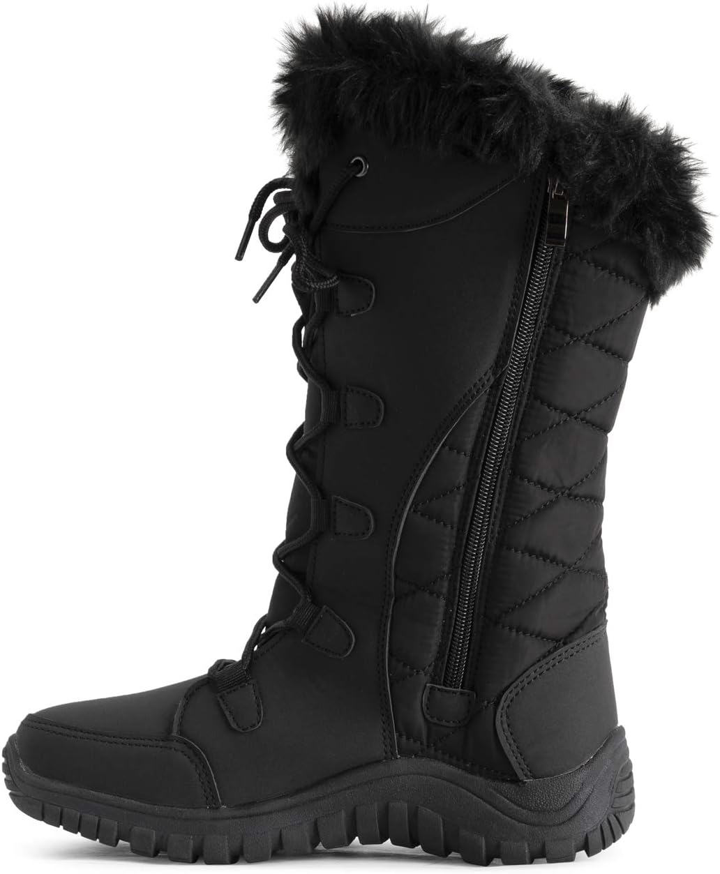 POLAR Womens Quilted Faux Fur Cuff Winter Duck Rubber Sole Durable Snow Rain Outdoor Boots - Image 3