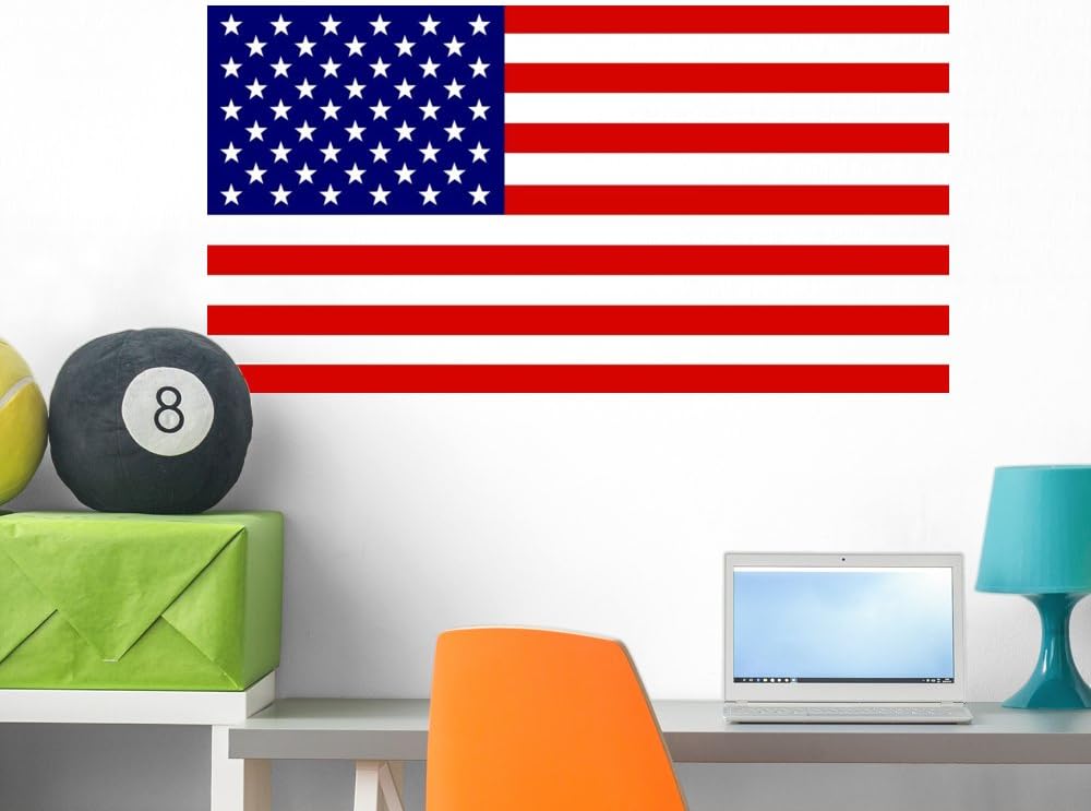 Wallmonkeys American Flag Wall Decal Peel and Stick Graphic WM211789 (36 in W x 19 in H)
