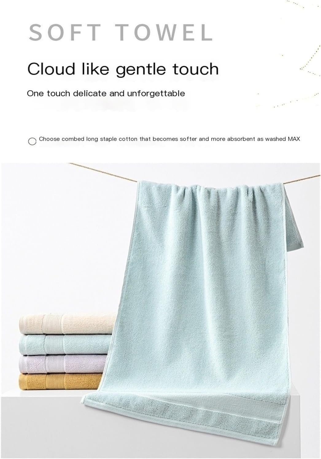 Pure Cotton Towel Thick Absorbent 50x100cm Soft No Shedding 2-Pack Multi-Color Home Small Bath Towel(Grey)