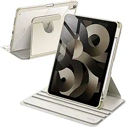 JETech Capa Giratória para iPad Air 11 Polegadas M3/M2 (2025/2024), iPad Air 5/4 (10,9 Polegadas, Modelo 2022/2020) com Porta Pencil, Capa Protetora de Rotação de 360 Graus (Estrela Branca)