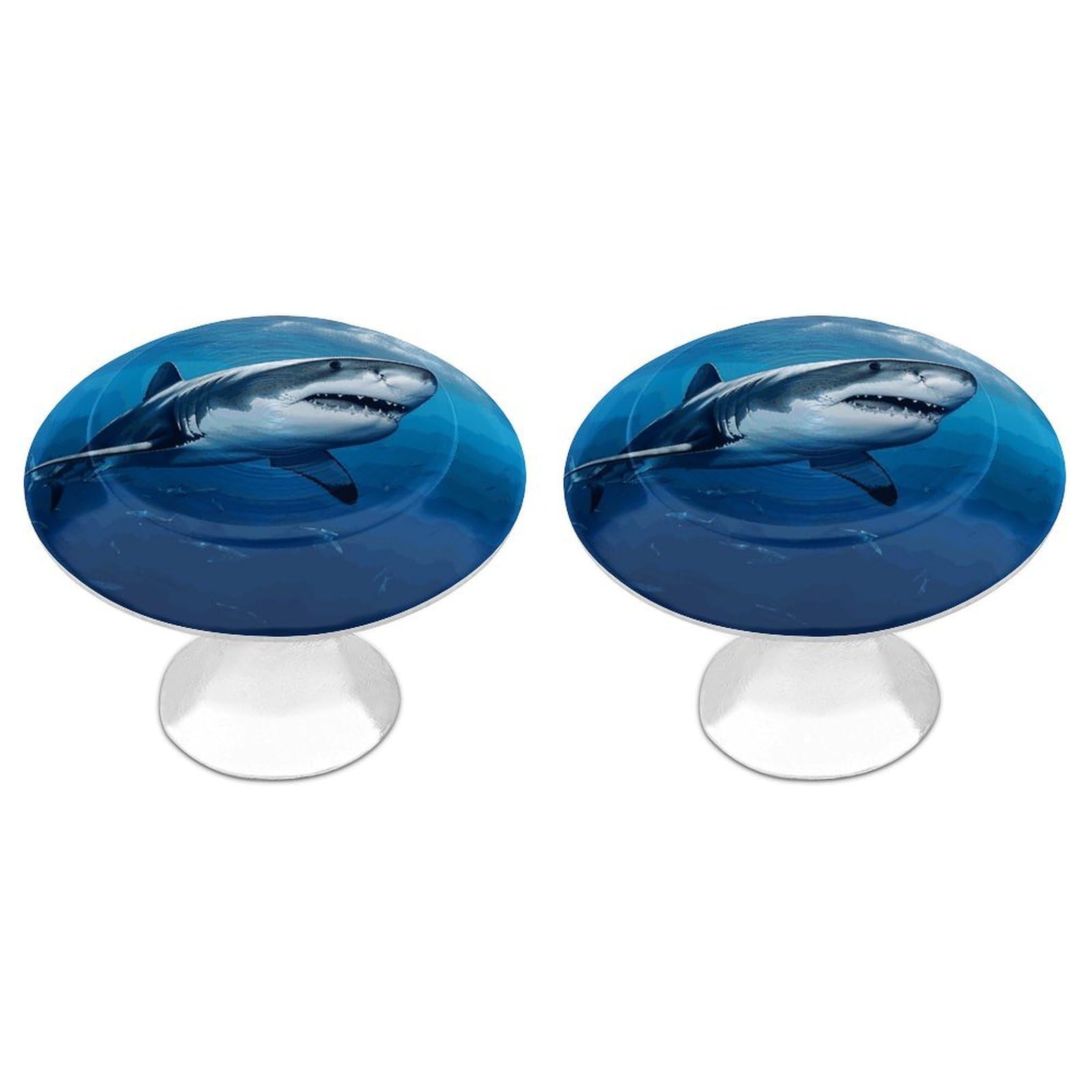 FekiLoot Ocean Sea Animal Shark Cabinet Knobs Personality Stainless Steel Round Drawer Handles Circle Modern Cabinet Handles Drawer Knobs for Kitchen Dresser Bathroom Cupboard Furniture