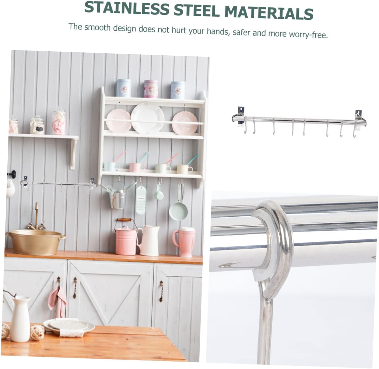 Alipis Wall Mounted Kitchen Utensil Rack Hanger with Hooks and Easy to Install Utensil Storage for Organization