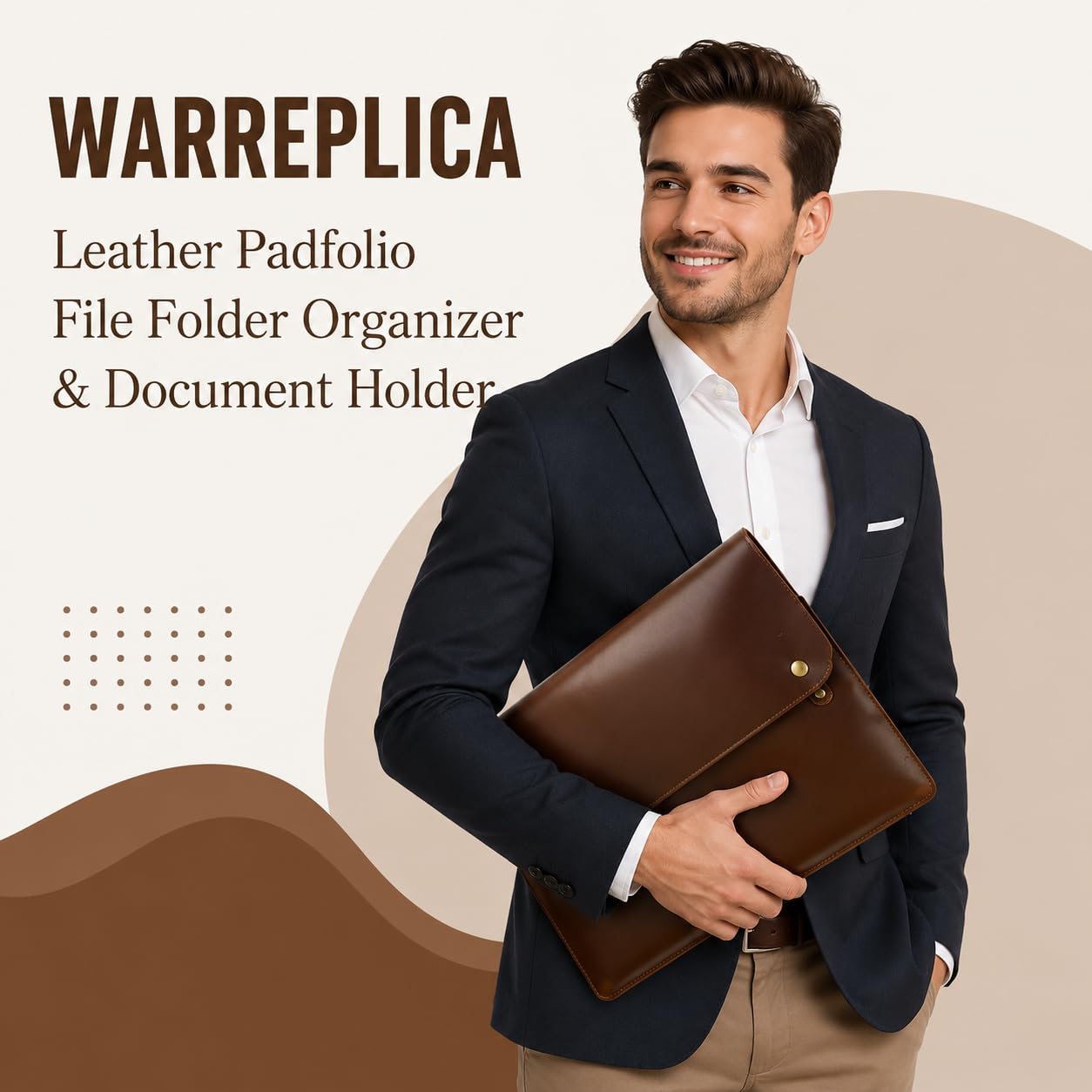 Warreplica Leder-Padfolio, Aktenordner & Dokumentenmappe | Geräumige Leder-Laptoptasche für 13-, 14- und 15-Zoll-Laptops, Tablets & MacBooks | A5-Ordner, Umschlag, Portfolio & Dokumentenhülle