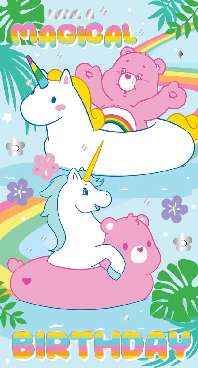 Care Bears Magical Birthday Card, Cute Cartoon Happy Birthday Card For Her, Daughter, Friend, Niece, Granddaughter, Cousin, Nostalgic TV Show Card
