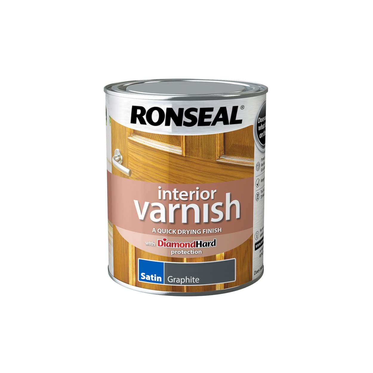Ronseal Interior Varnish - Satin, Graphite - 750Ml