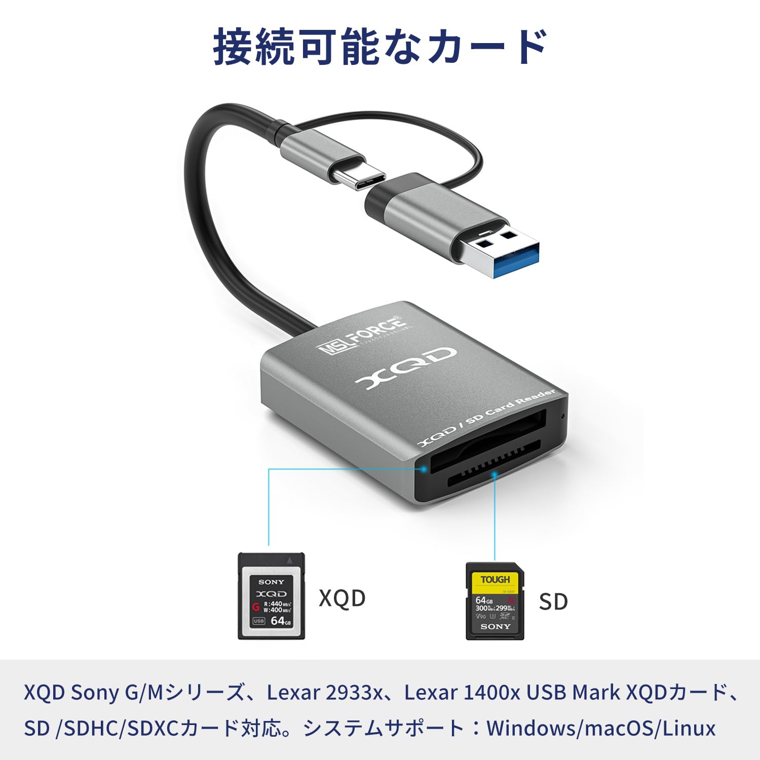 Amazon.co.jp: 日本の中小企業 MSL FORCE XQD SD 2in1 カードリーダー