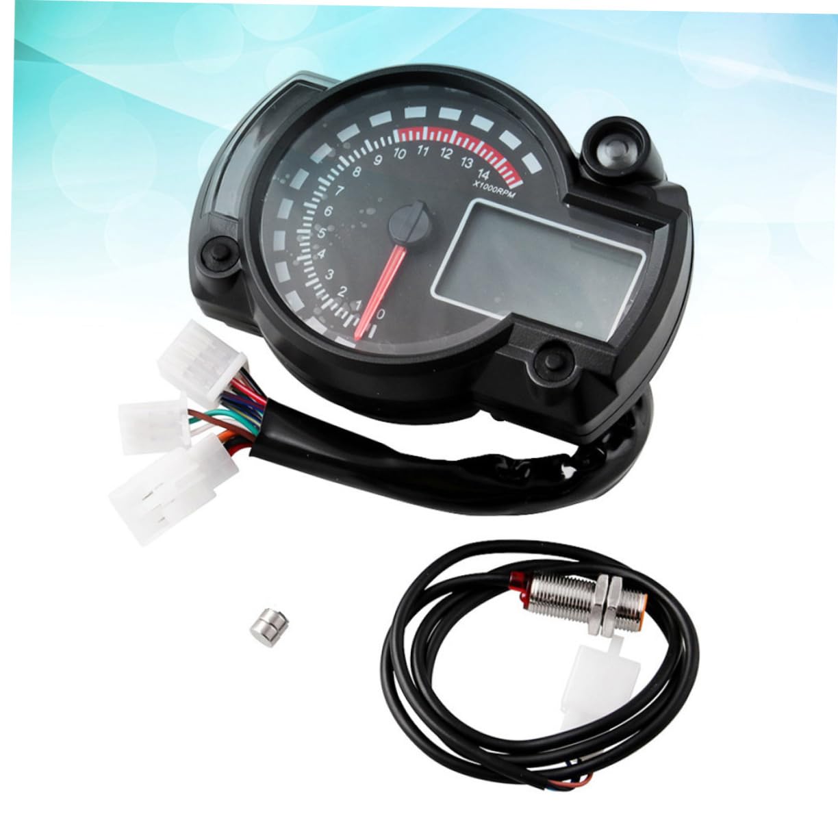 ABOOFAN Motorcycle Dashboard Gauge Digital Speedometer Tach Odometer Battery Voltage Indicator