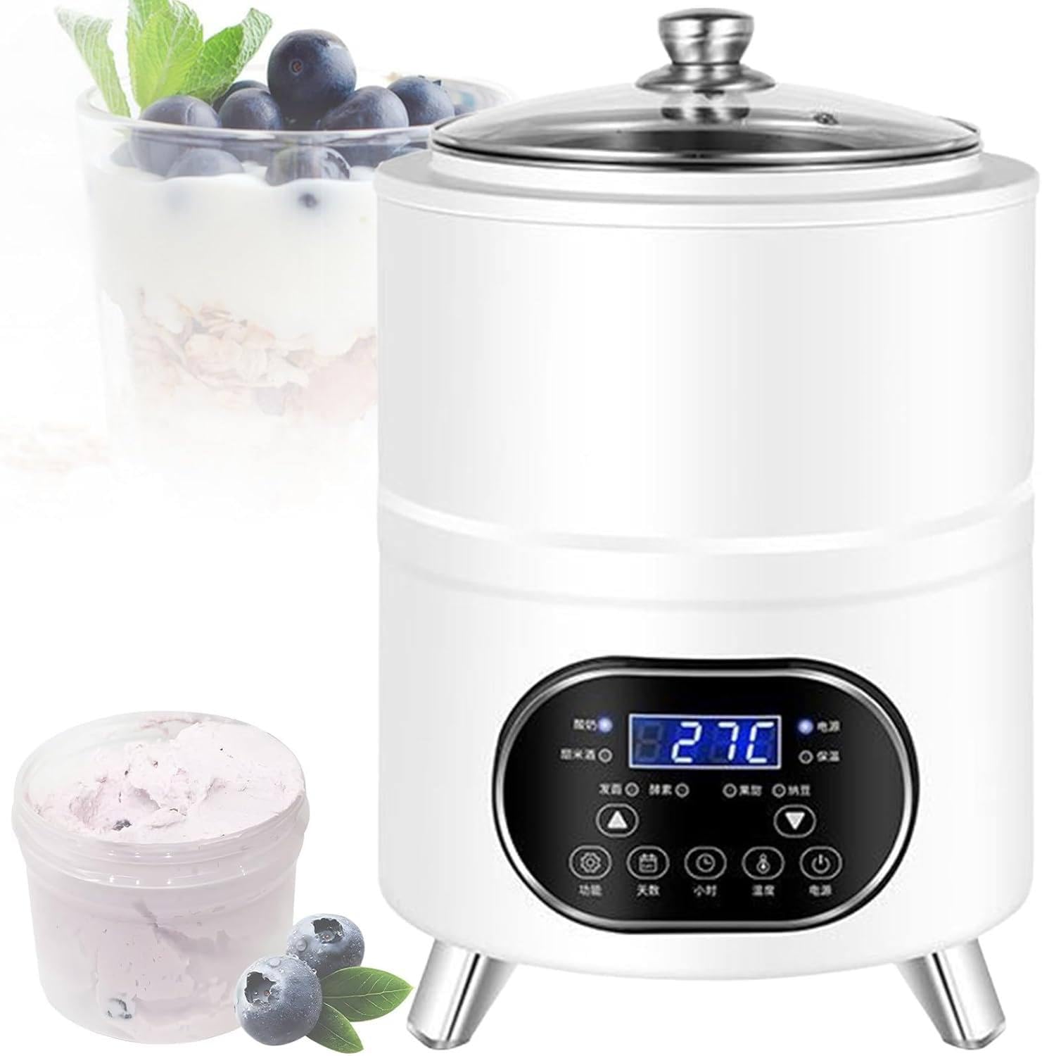 FJYAWEN 8l/12l Commercial Yogurt Maker, Automatic Yogurt Fermentation Machine with Time and Temperature Control, Black Garlic Fermentation Machine, Sweet Rice Wine Maker for Home White-12L