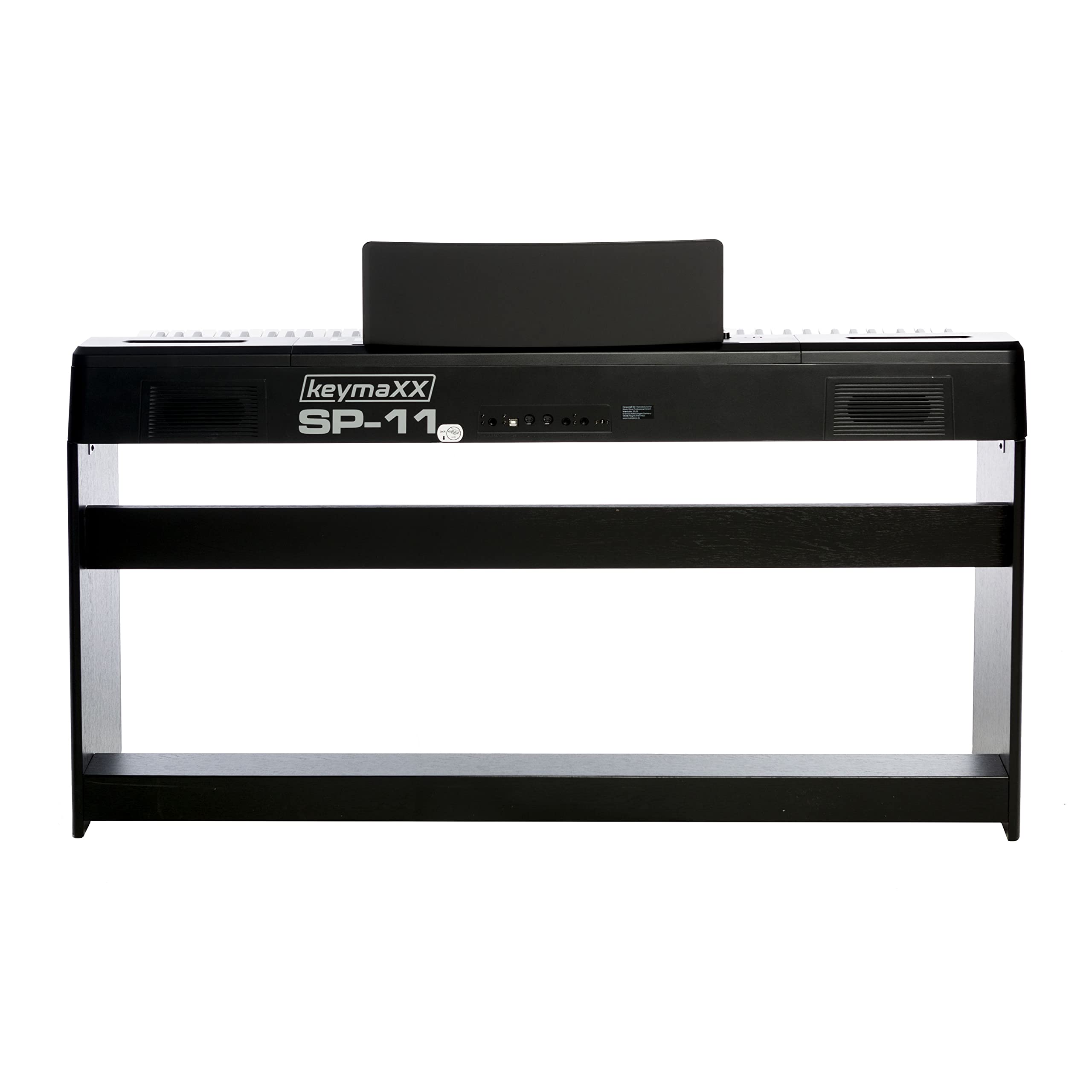Digital Piano 88 Tasten, Hammermechanik, anschlagdynamisch, gewichtet, Anfänger E-Piano schwarz mit Pedalen, Klavierständer, Notenhalter und 128 Stimmen, SP-11