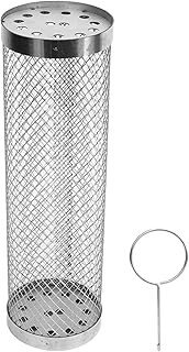 YUYTE Cesta de grelhar rolante, tubo de rede para churrasco, cilindro de aço inoxidável para churrasco, gaiola para churrasqueira com cilindro de gancho, cesta para grelhar legumes peixe asa de frango, para festa de acampamento