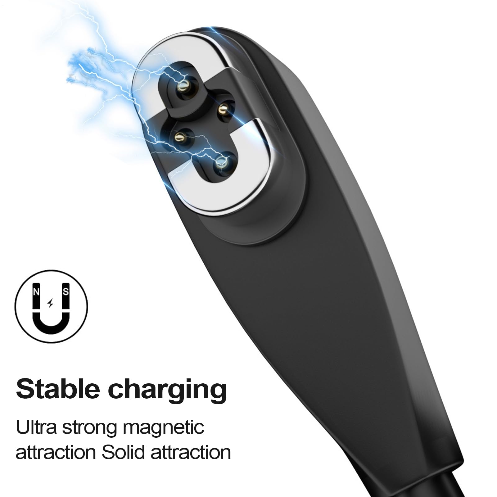 Replacement Magnetic Charging Cable, Magnet Charger Cord, Bone Conduction Headphone Charger, Earbuds Supply, Travel, School, and Outdoor Charge Accessory, Black