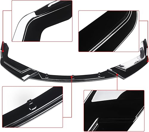 Miniatura 4 de NINTE Borde delantero para Honda Civic Hatchback 2017-2021 y Si ABS negro brillante, 3 piezas parachoques delantero divisores de labio delantero