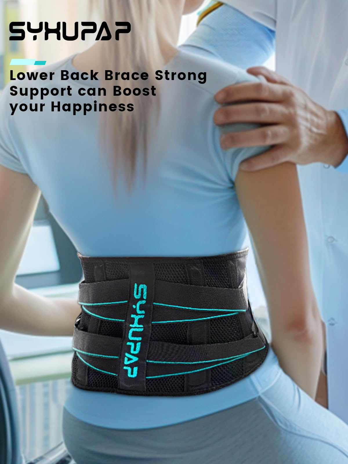 SYXUPAP Fascia Lombare Posturale, Regolazione della Fascia Schiena per Uomini e Donne, Posturale Cintura Lombare Utilizzare per Sport,M