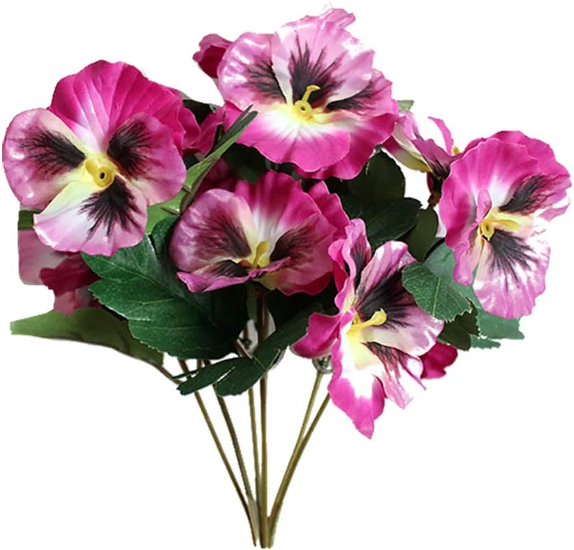 Skareop Pansy Flower Artificial Flower Fake Flower Bouquet Arrangement Simulation Flower Decoration For Home Garden Wedding size 26cm (Pink)
